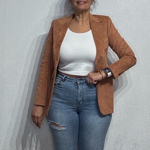 Sakowitz Brown Suede Vintage Blazer Sz S - Picture 1 of 11